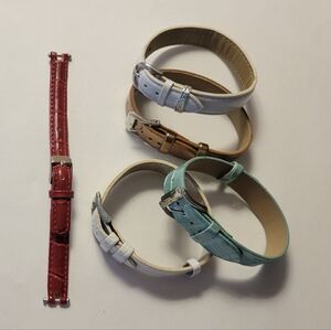 Elegant Women's Leather Watch Straps - Red, White, Brown, and Blue